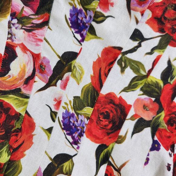 Boston Proper Bias Cut Fit Flare Midi Dress Sz 6 Bright Floral Linen Square Neck - Picture 13 of 16